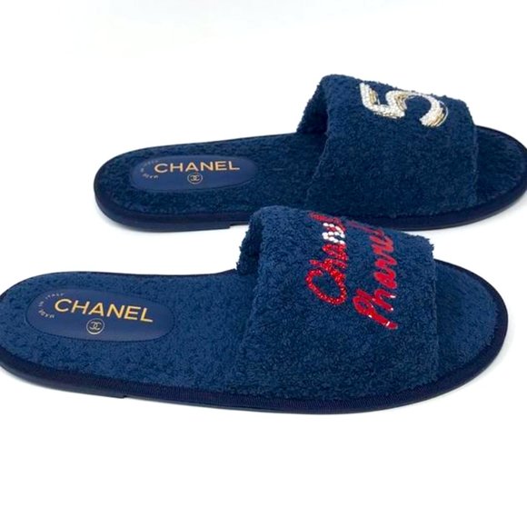 Chanel Marine Pharrell Slippers Medium Crystal Embellished Sandals - Picture 7 of 8
